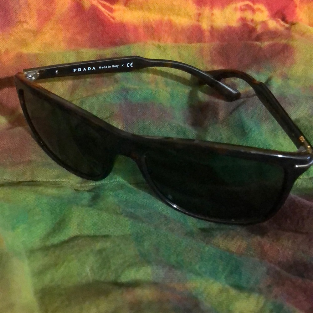 Prada men sunglasses brown and black with silver trim